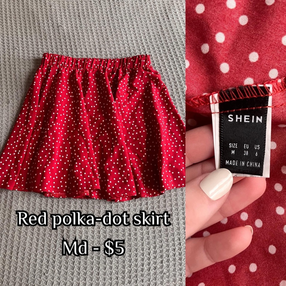 SHEIN Red Pleated Skater Mini Skirt